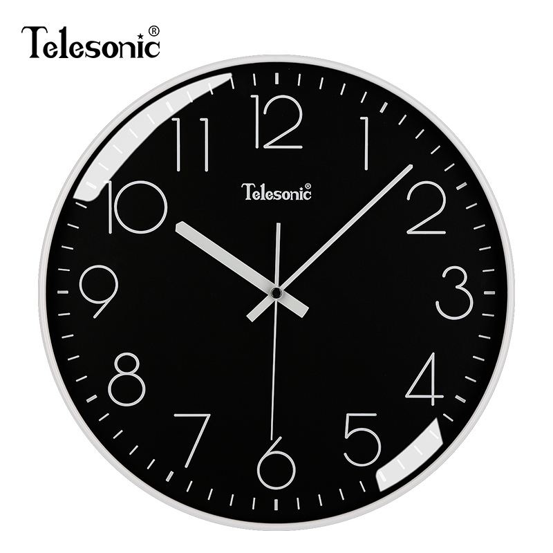 天王星(Telesonic)北欧简约挂钟客厅圆形创意时钟卧室餐厅装饰石英钟表 扫秒机芯