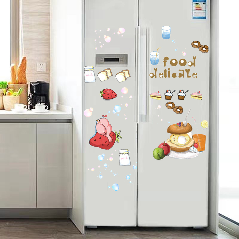厨房柜门贴纸橱柜门贴纸卡通食物水果蔬菜冰箱贴纸贴画防水玻璃贴墙壁