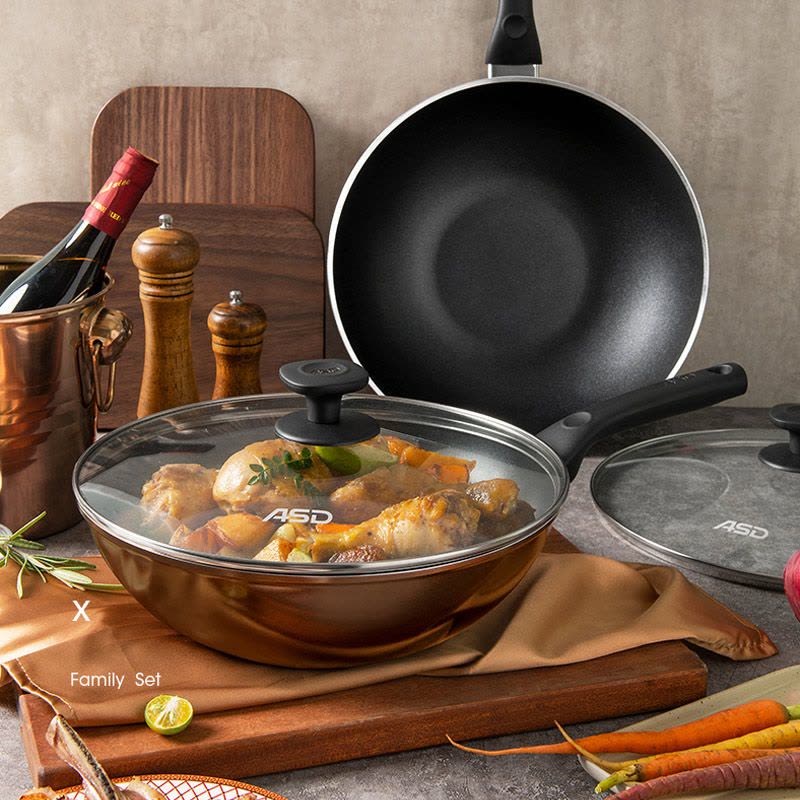 爱仕达锅炒锅不粘锅34cm易洁少油烟加厚复底锅具电磁炉炒菜锅煤气灶专用锅子平底燃气通用不沾平底煎锅大 NWG8334E图片