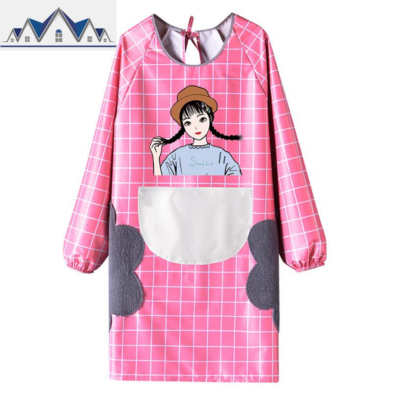 加厚围裙长袖防水防油家用厨房可爱罩衣成人女厨房工作服定制logo 三维工匠高清大图