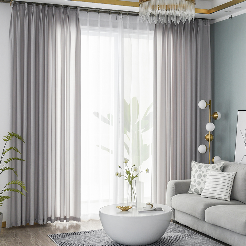 幸福派 窗帘纱帘透光不透人纱飘窗白纱阳台纱客厅卧室半遮光窗纱白色遮光窗帘北欧简约现代挂钩打孔窗帘飘窗客厅帘子窗帘轻奢窗纱 加厚雪纺-浅灰 【挂钩款定制】宽2.0*2.7高*单片
