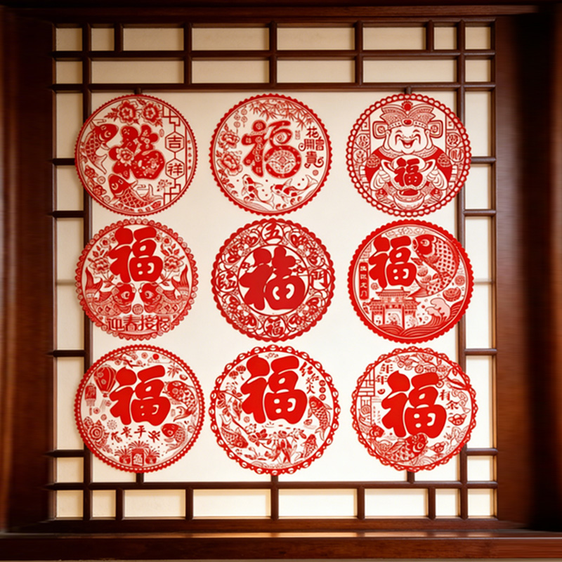 臻远 ZY-JQ10 静电窗花混装 280*280mm 20个/包(单位: 包) 红色高清大图