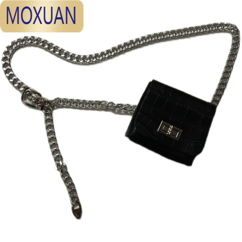 MOXUAN朋克风金属腰链腰包韩版可拆卸腰带小包包装饰链条小方包ins潮