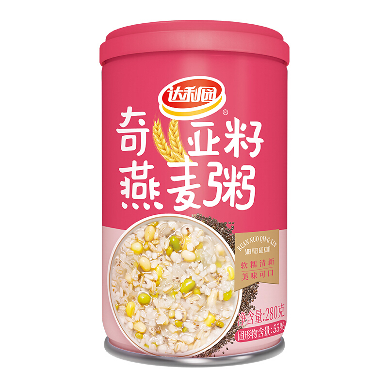达利园奇亚籽燕麦粥280g*12罐 箱装 营养健康早餐速食粥走亲访友送礼佳品