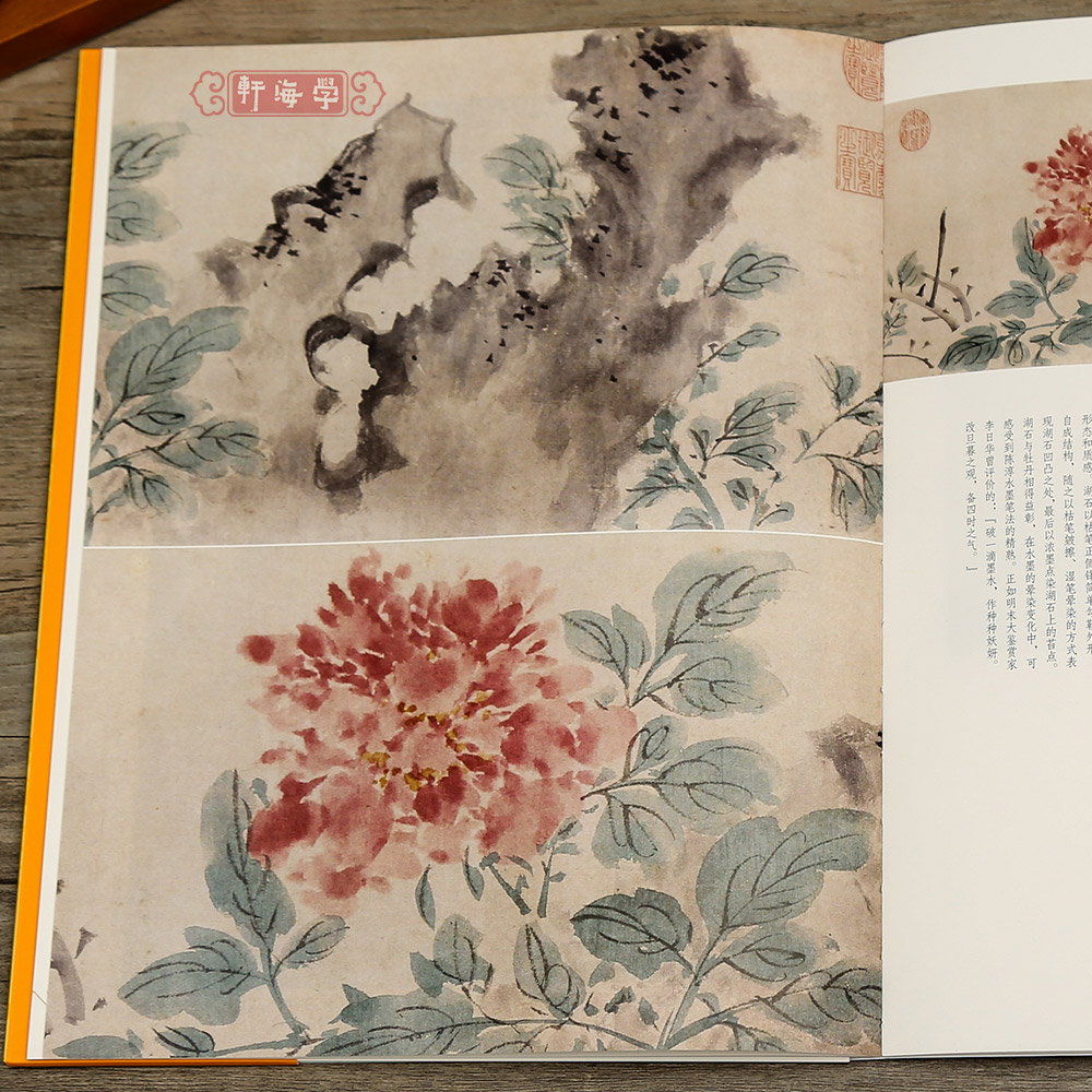 [正版]学海轩陈淳绘画名品中国绘画名品81洛阳春色图墨笔山水图技法牡丹画法书法越游诗卷印章等2张整幅作品装裱水墨画赏析高清大图