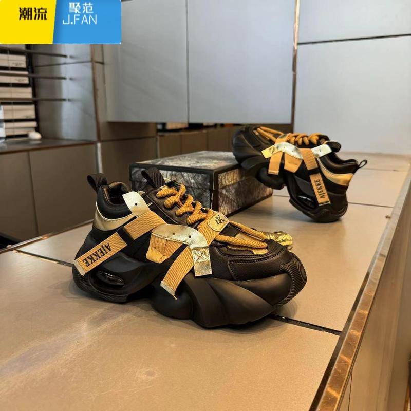 聚范欧洲站男鞋夏季透气潮牌高级感运动休闲厚底增高气垫小白老爹潮鞋高清大图