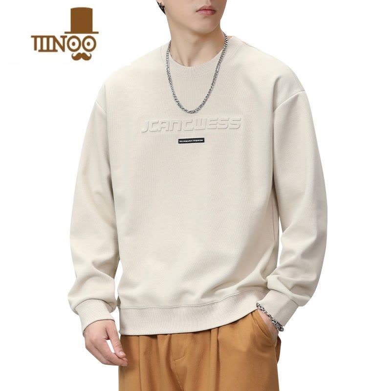 YANXU卫衣潮牌男夏款感圆领长袖T恤美式潮流痞帅上衣服男款图片