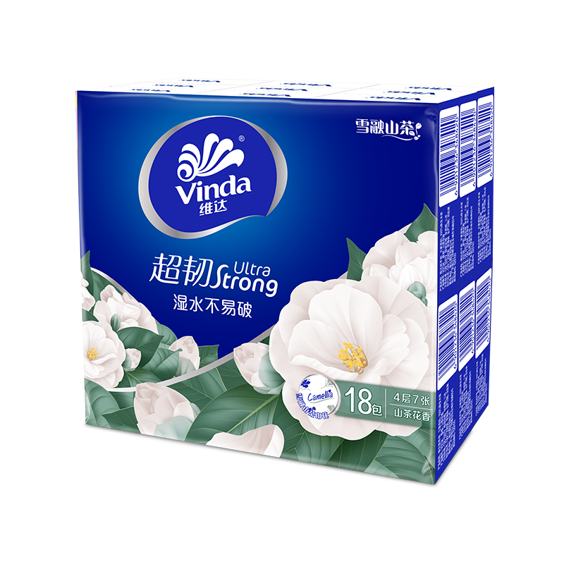 维达(Vinda)维达手帕纸山茶花香超韧36包提装纸手帕餐巾纸卫生纸超韧