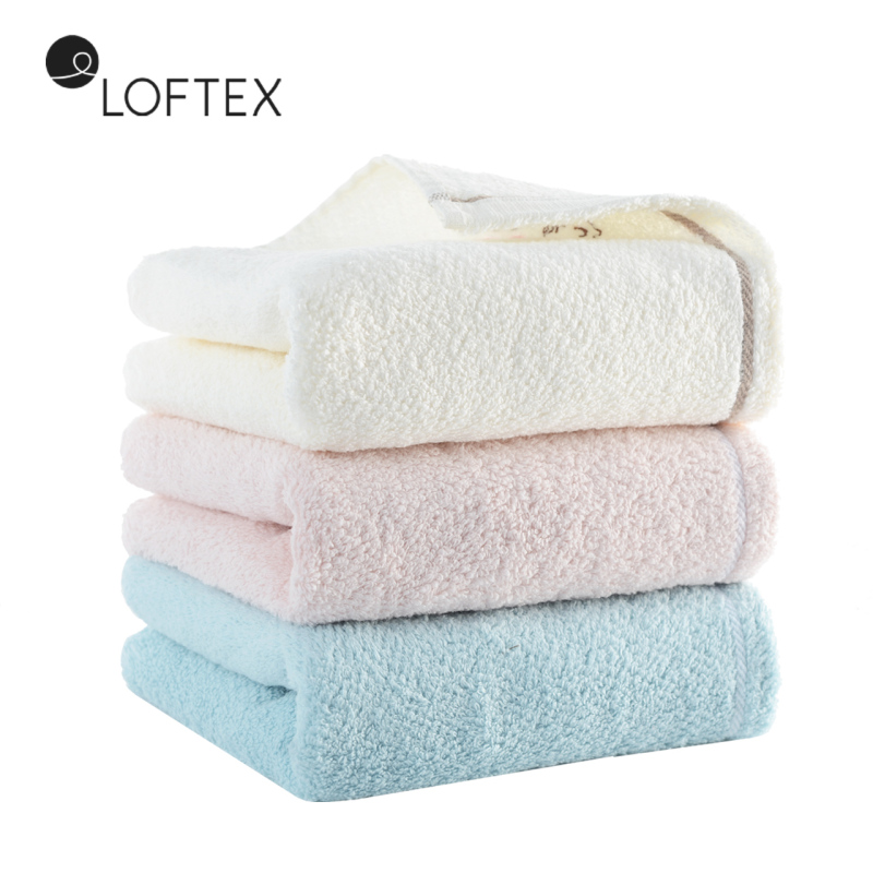 亚光(LOFTEX)毛巾家纺纯棉素色柔软吸水绣花青梅面巾 3条装 85g/条 混色 34*72cm 686702