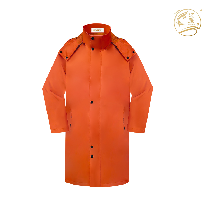 春秋桔红色春亚纺复合面料上衣春秋工作服C-016长款劳保服可定制高清大图