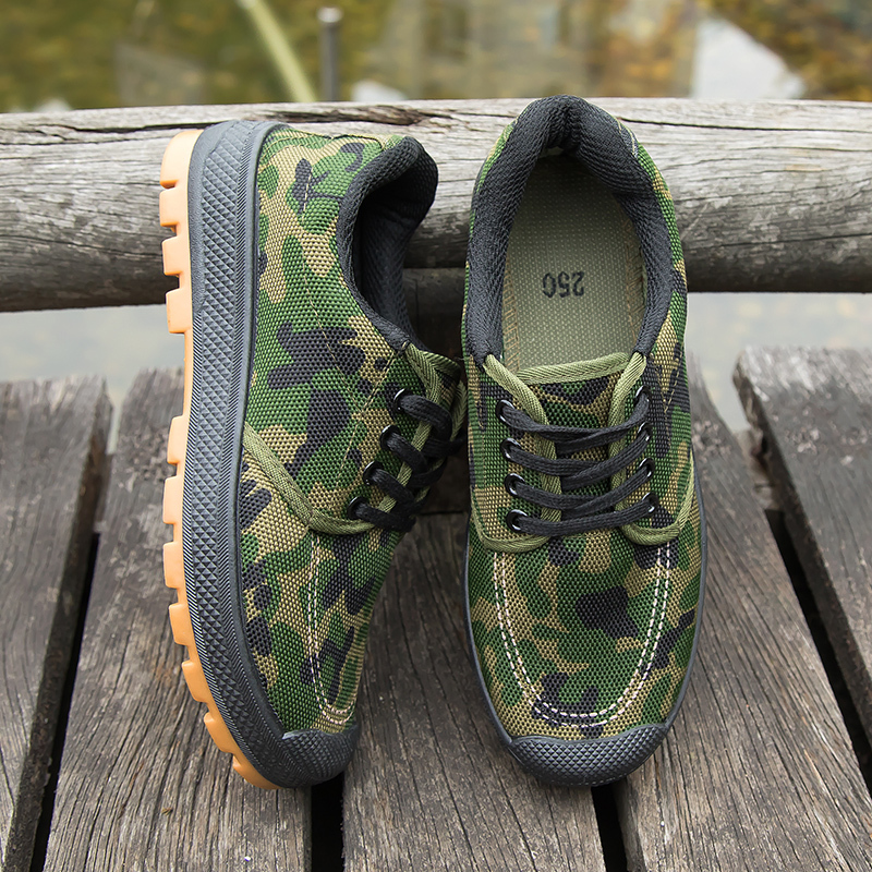 ideamini解放鞋男低帮帆布透气作训鞋民工户外工地迷彩鞋劳动干活劳保