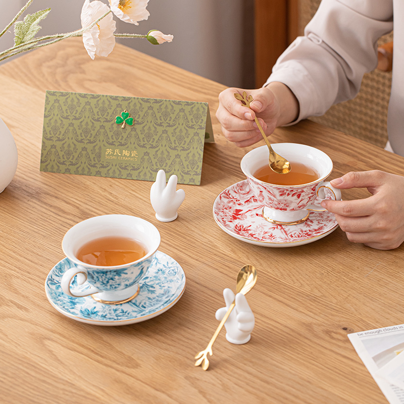 苏氏陶瓷(SUSHI CERAMICS)情侣咖啡杯碟套装新中式花鹊轻奢朋友生日乔迁闺蜜新婚伴手礼物