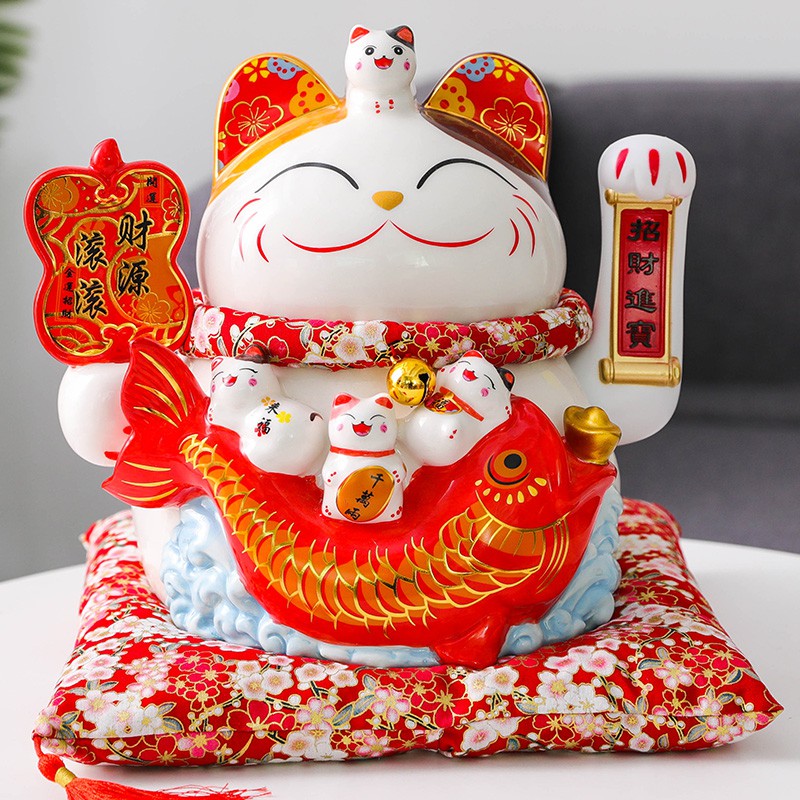 摇手猫摆件开业大号店铺收银台家居客厅电动自动招手特大号 三维工匠 11寸电动摇手财源滚滚[高28.5cm]猫高清大图