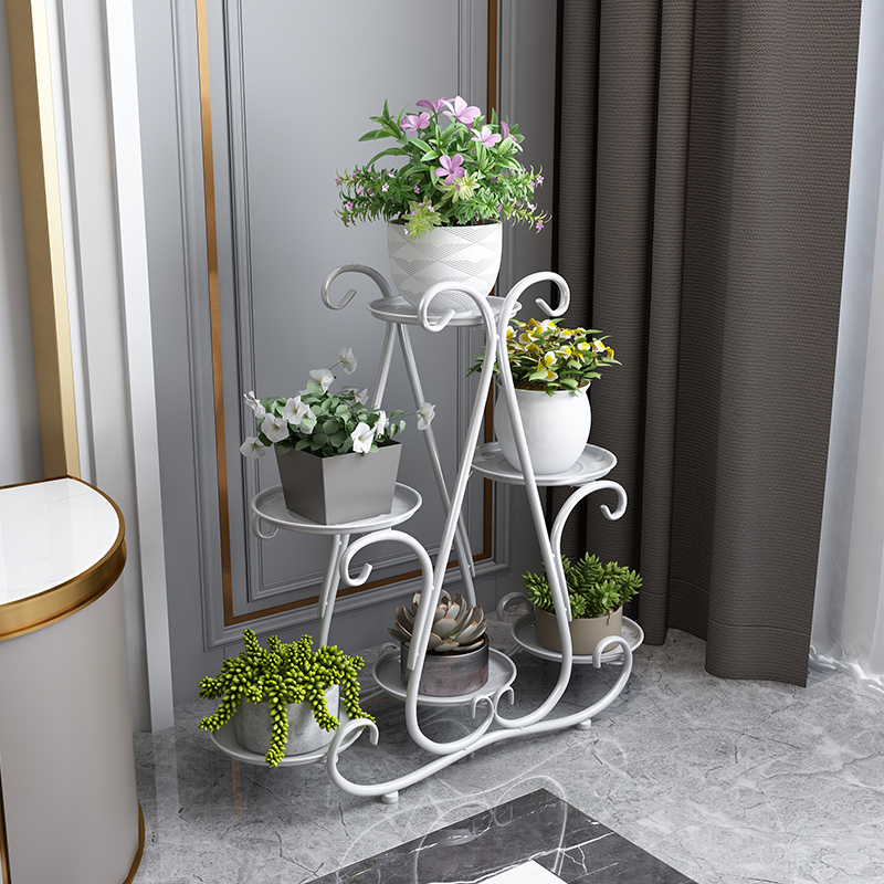 铁艺多层花架子室内客厅阳台落地式绿萝多肉置物架家用简约花盆架_422高清大图