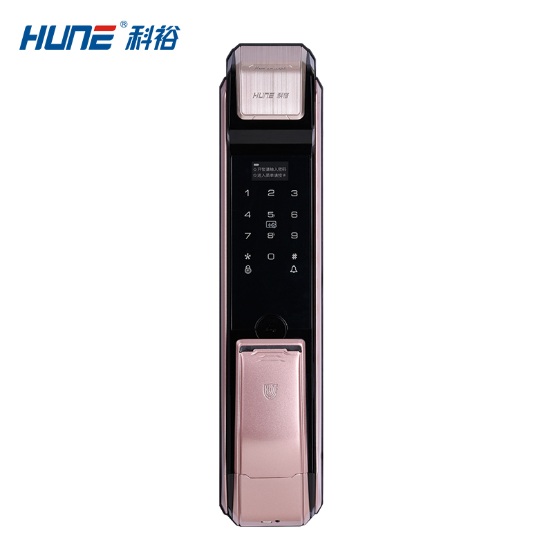 HUNE科裕智能锁 推拉式家用指纹锁 防盗门密码锁 电子锁大门锁 X80(幻影银)网络版