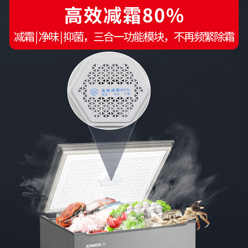 星星(XINGX)100L冰柜家用小型冷柜 冷藏冷冻转换一级能效 减霜80%单温卧式冰柜BD/BC-145KC