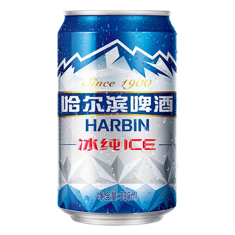 哈尔滨(Harbin)啤酒冰纯拉罐330ml*24听整箱装啤酒苏宁自营国产啤酒