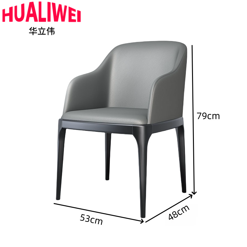华立伟餐椅椅子浅灰色把高清大图