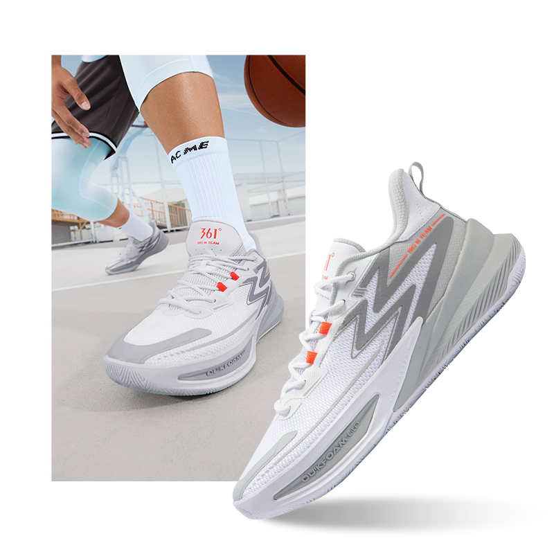 BIG3 Team 2.0丨361°篮球鞋男鞋运动鞋后卫实战耐磨学生球鞋 361度白/光子灰 43码