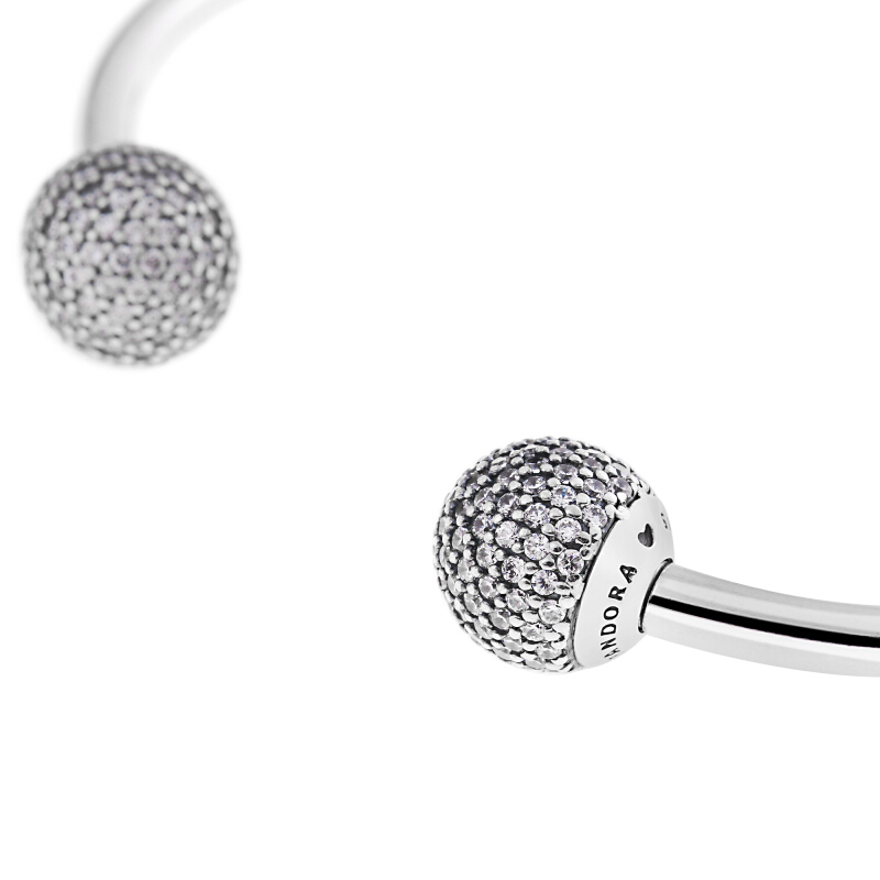 PANDORA潘多拉 925银手镯开口式密镶固定珠手镯 596438CZ