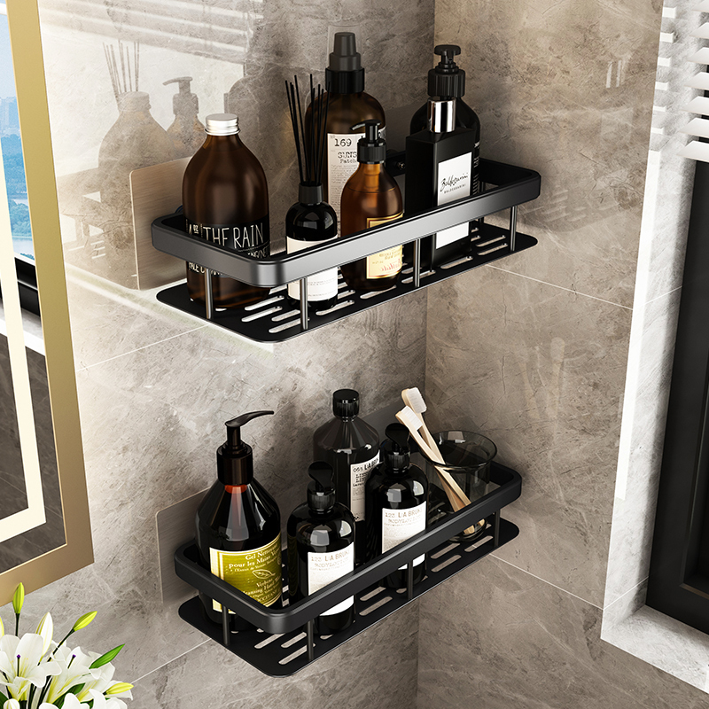 优勤免打孔卫生间置物架浴室架子厕所洗手间洗漱台用品壁挂墙上收纳架