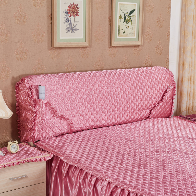2m欧式软夹棉防滑|带心粉色 1米9床头罩