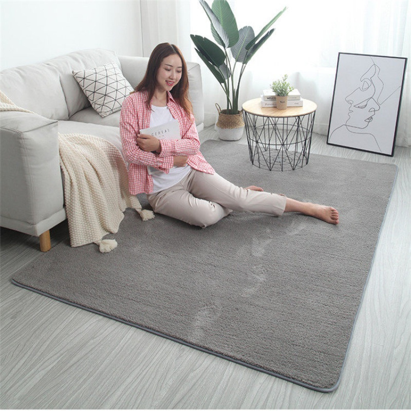美帮汇加厚超柔棉绒客厅地毯沙发茶几垫卧室满铺床边地毯可机洗定制 浅灰色 1.0M×1.6M现货
