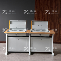 臻远 ZY4012408 隐藏式翻转电脑桌培训桌办公桌A款双人位
