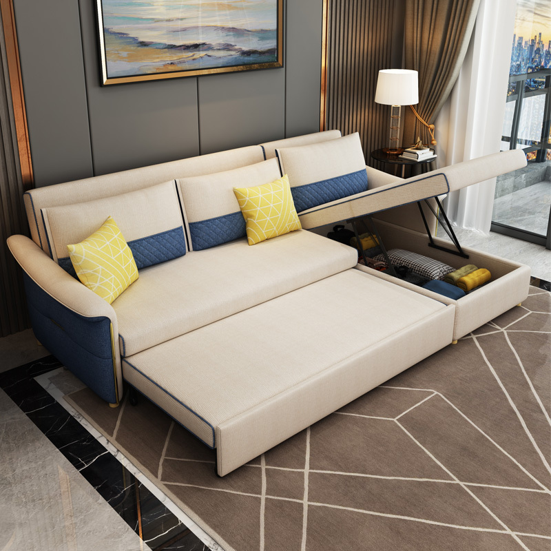 轻奢沙发床可折叠双人客厅小户型转角组合贵妃坐卧两用多功能家具