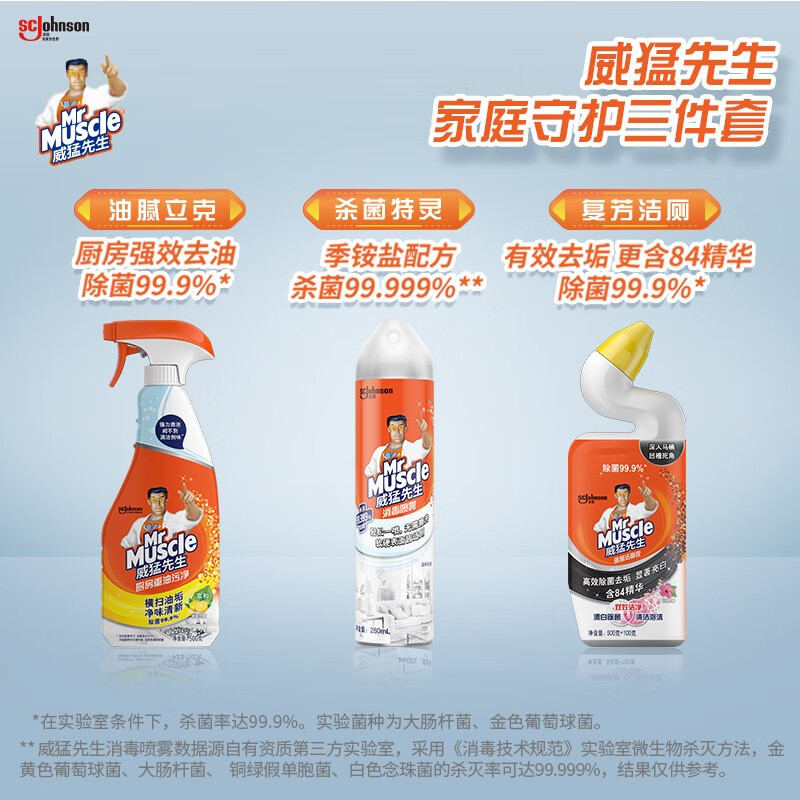 威猛先生(Mr Muscle)油污清洁剂 455g+420g补充装 柑橘香 强力去油污 厨房重油污净高清大图