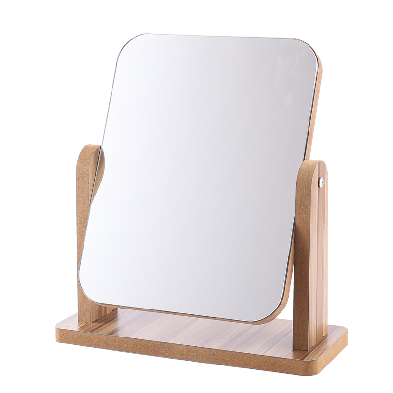 采药师caiyaoshi木质台式化妆镜子高清单面梳妆镜折叠公主镜学生宿舍