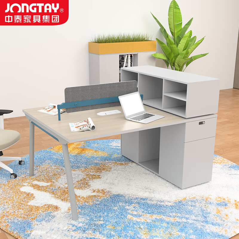 中泰(jongtay)双人财务办公桌椅组合屏风工位职员桌卡座员工桌办公家具1.6米 J-AT-GF16