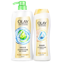 玉兰油OLAY沐浴露套装沐浴乳液 青瓜+绿茶香氛650ml送含珍珠精粹200ml 香氛美肌 含微米精油 无皂基