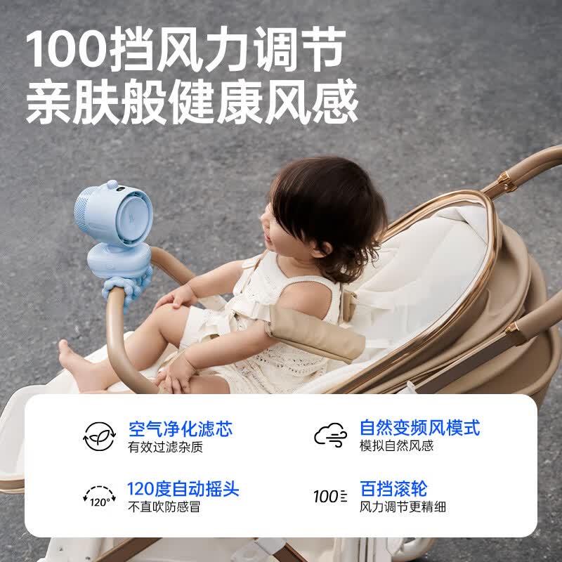 [内蒙地区可发]几素(JS)婴儿车风扇Stroller Fan Life3奶酪黄八爪鱼旗舰款高清大图