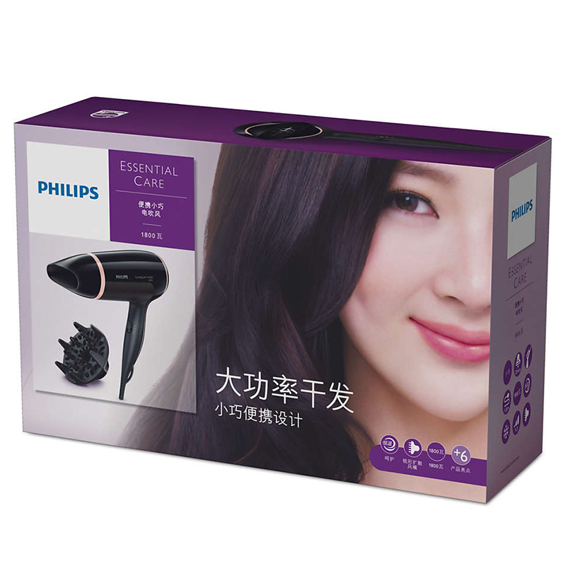 飞利浦(Philips)电吹风大功率 家用恒温护发吹风机电风筒 1800W功率 冷热风3档调控双风嘴快速干发BHD009高清大图