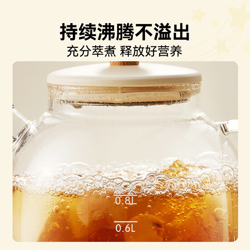 小熊(Bear)全玻璃养生壶恒温壶 多功能煮茶壶 花茶壶养生杯 24h预约保温 0.8L YSH-M08B3高清大图