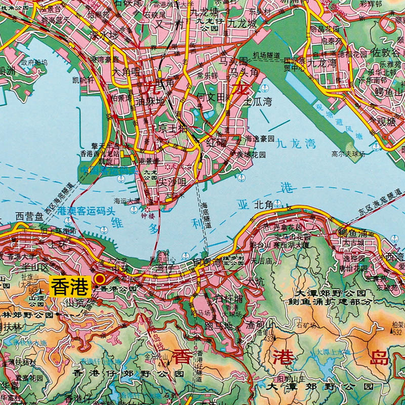 [正版]香港特别行政区地图挂图 政区交通铁路高速旅游景点商务办公室