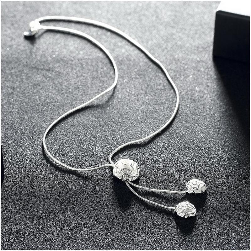 N036 Women Silver Necklace 镀925纯银女项链日韩版锁骨链潮人送女朋友七夕情人节礼物