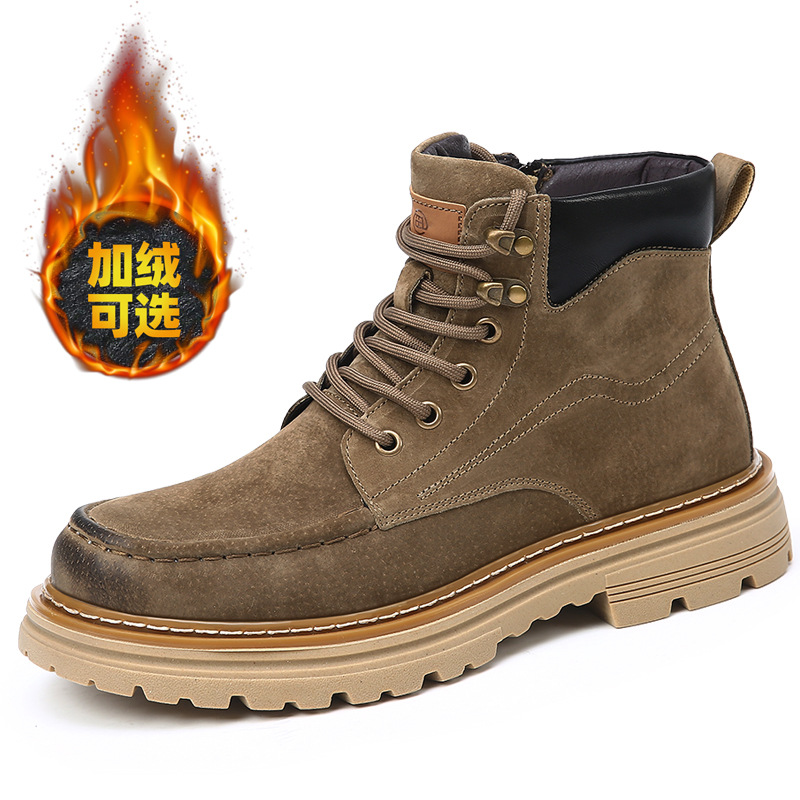 马丁靴男士潮款冬季加绒英伦风工装靴男士真皮保暖户外登山靴子男_129