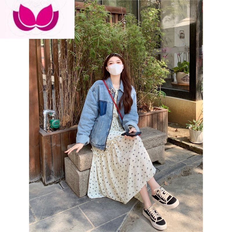 七斓长袖连衣裙新款女装气质名媛碎花裙高级感法式桔梗套装