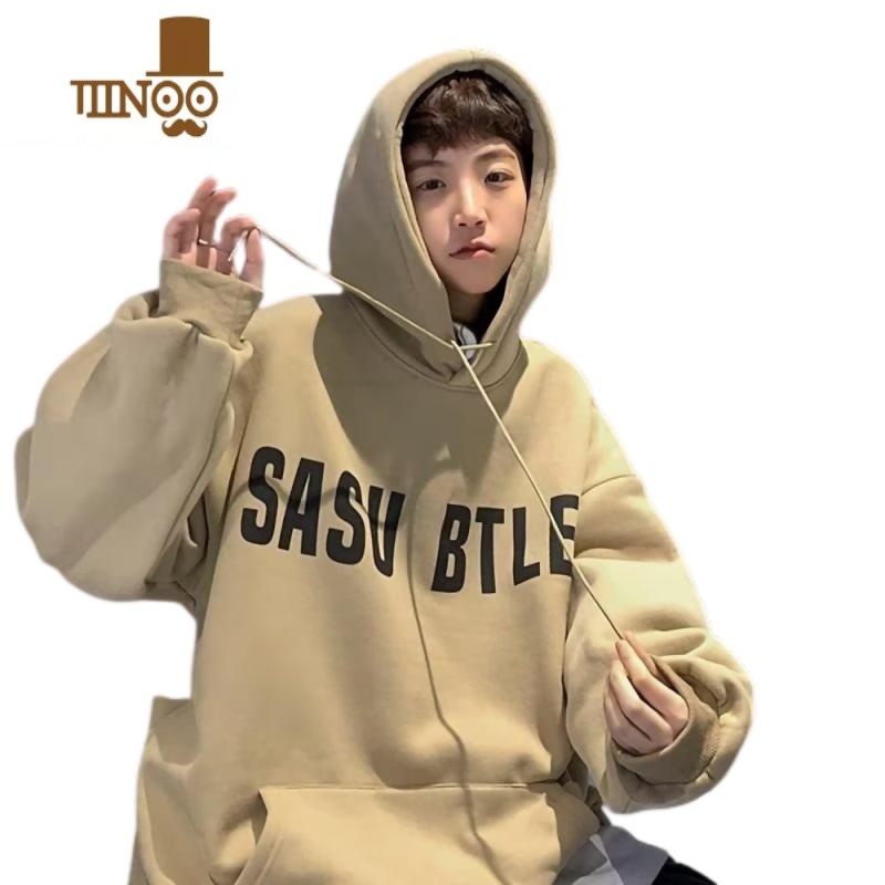 YANXU港风连帽卫衣男2023新款宽松套头帽衫宽松百搭青少年上衣服高清大图