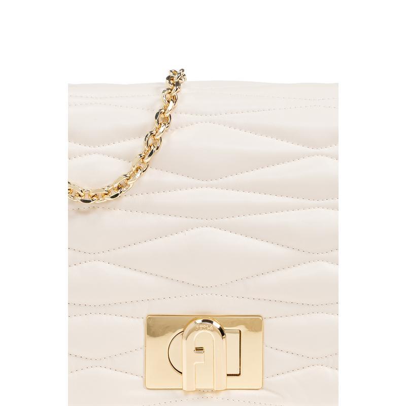 FURLA女士真皮链条肩背包时尚翻盖扭锁中号手提斜挎两用包