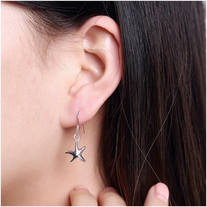 E090Women silver plated earring镀925纯银日韩时尚甜美耳环饰品