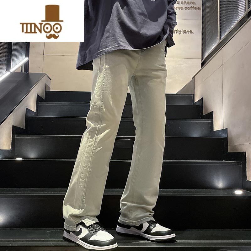 YANXU秋季新款复古直筒阔腿休闲牛仔裤男美式高街潮牌简约宽松长裤男士高清大图