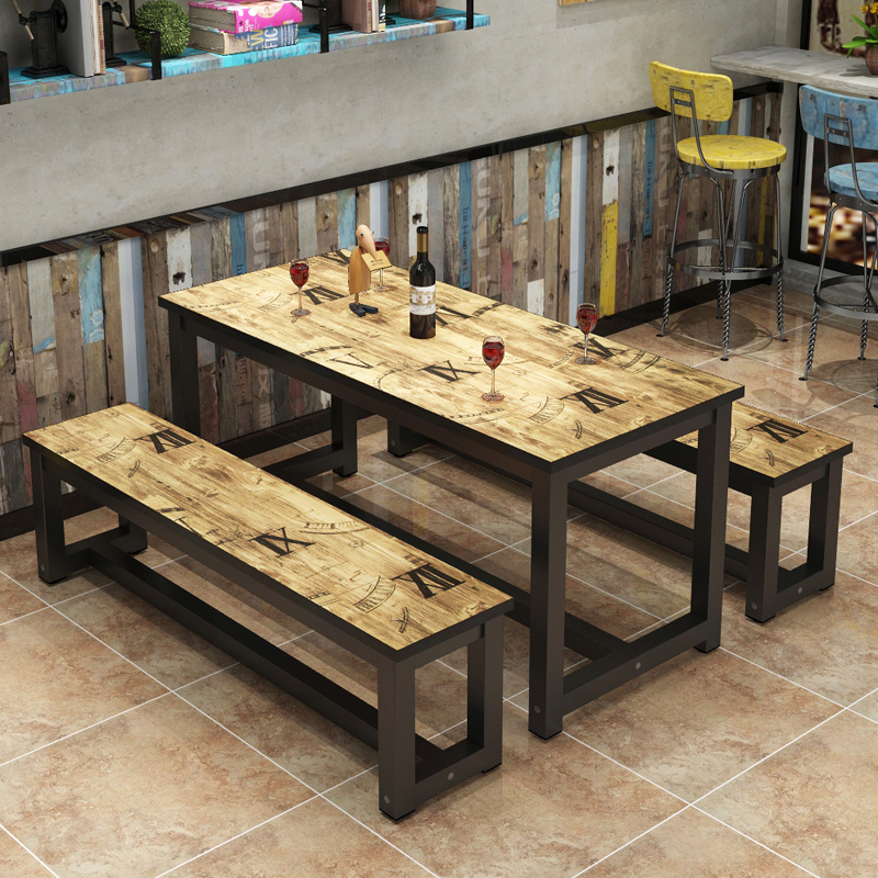 寻木匠快餐桌椅组合现代简约大排档餐饮店饭桌小吃店烧烤店餐桌椅经济