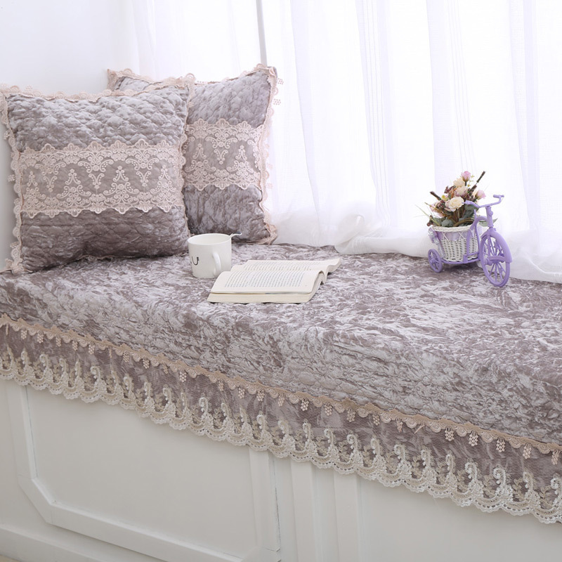 汐岩飘窗垫北欧风窗台垫公主卧室装饰飘窗毯飘窗榻榻米阳台垫子厚 金丝绒灰色90*120cm一条