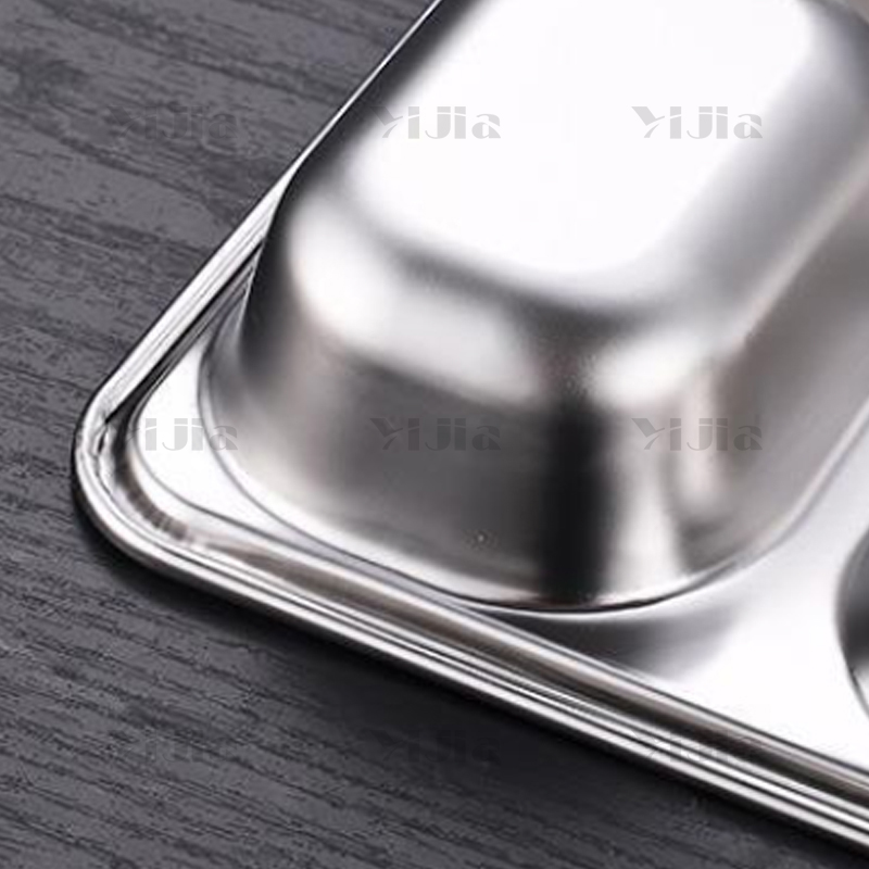 翌嘉YJ40625047 201不锈钢分格餐盘食堂中式饭盘 深长四格高清大图