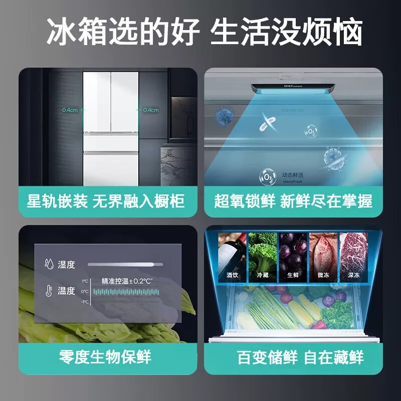 西门子KF82VA420C 534升法式冰箱风冷无霜一级能效双循环晶御智能高清大图