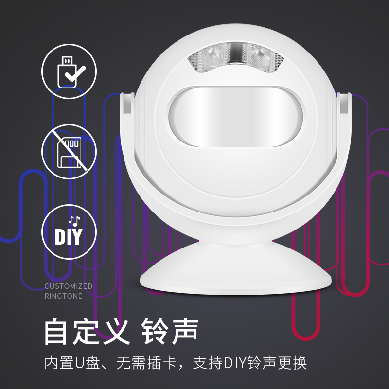 汐岩欢迎光临进迎宾器定制语音铃感应器店铺超市口迎客提醒器高清大图