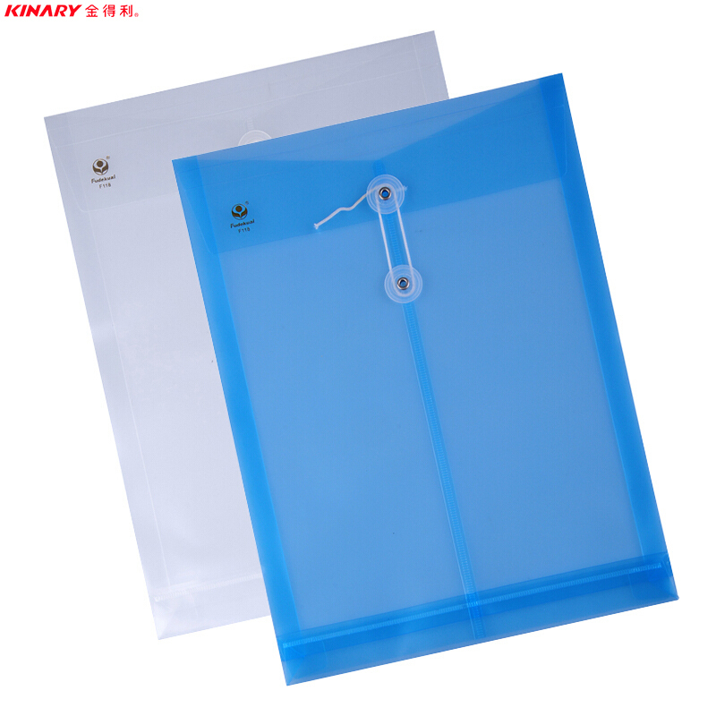 金得利kinaryf118a4透明绳扣档案袋文件袋颜色随机5个一套
